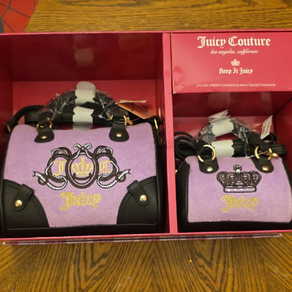 Juicy Couture Purple and Black Satchel Set